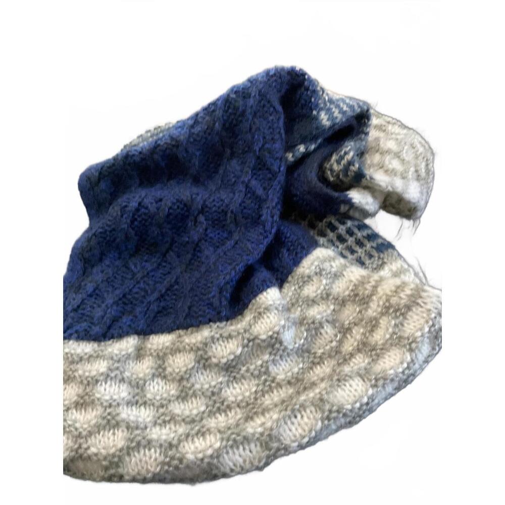 Modena Blue And Gray Knitted Patchwork Infinity S… - image 2